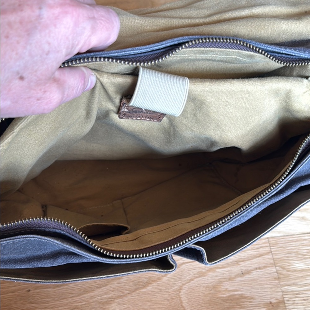 Waxed Canvas Messenger Bag with Leather Accents - Picture 10 of 13